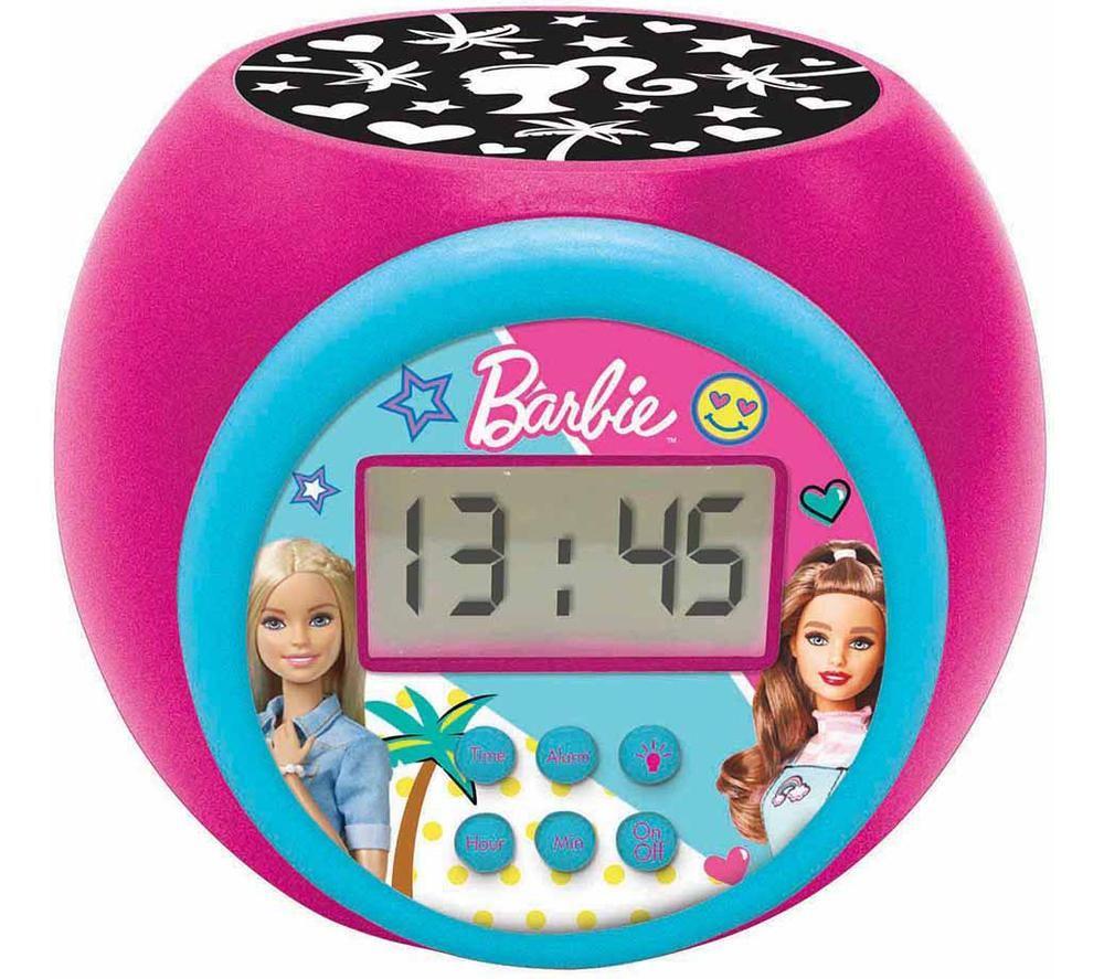 LEXIBOOK Projector Alarm Clock - Barbie, Blue,Pink