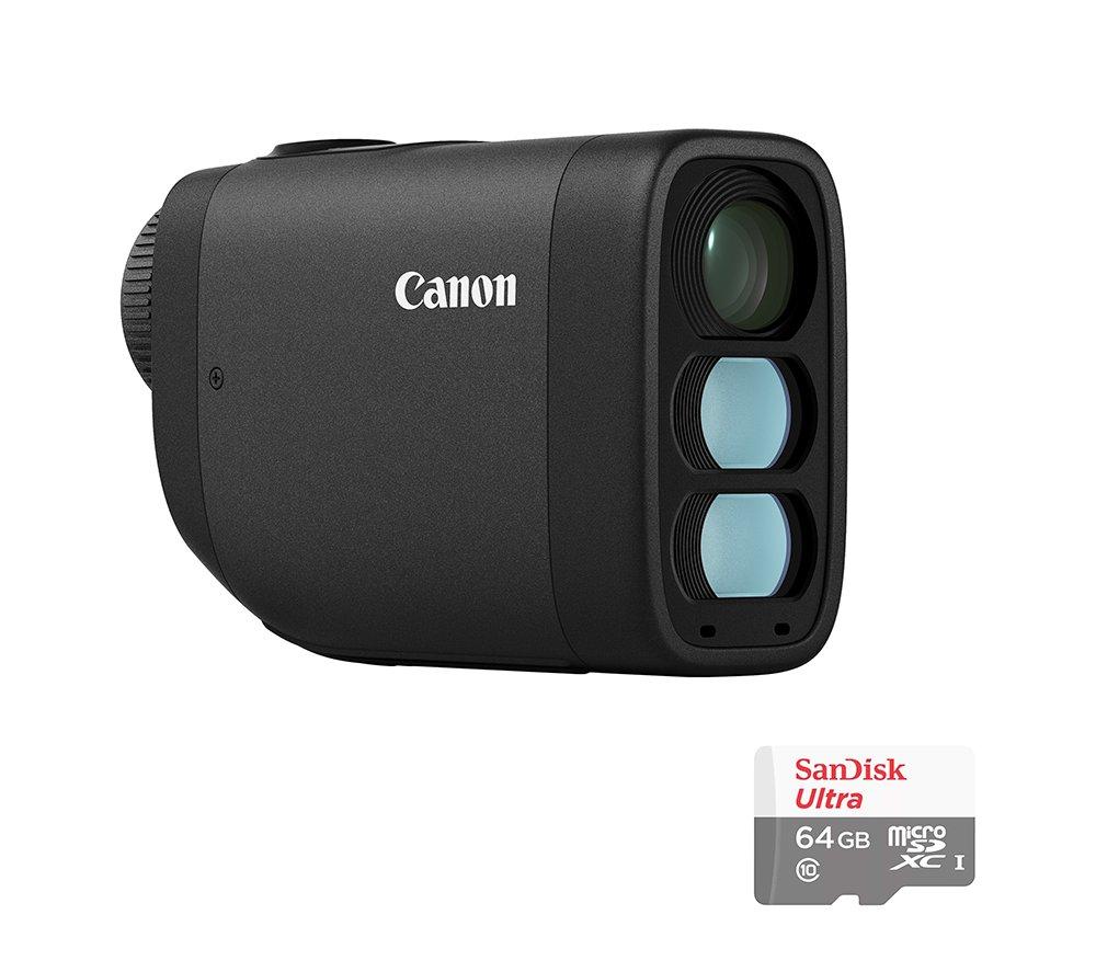 CANON Powershot Golf Laser Rangefinder with Sandisk 64GB Micro SD Card, Black