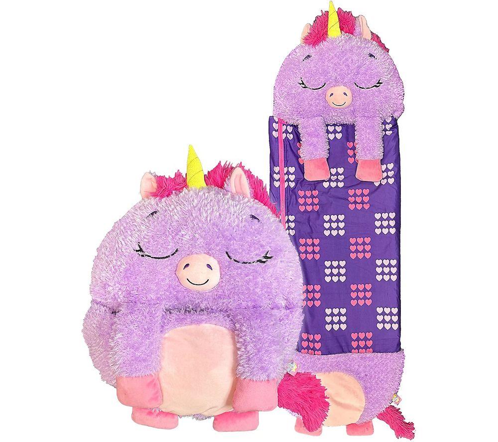 HAPPY NAPPERS Purple Unicorn 2-in-1 Plush Toy & Sleeping Bag - Medium