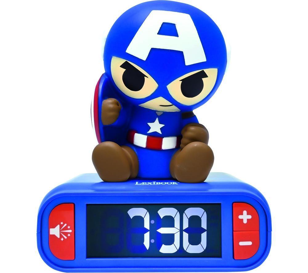 LEXIBOOK RL800AV1 Nightlight Alarm Clock - 3D Captain America
