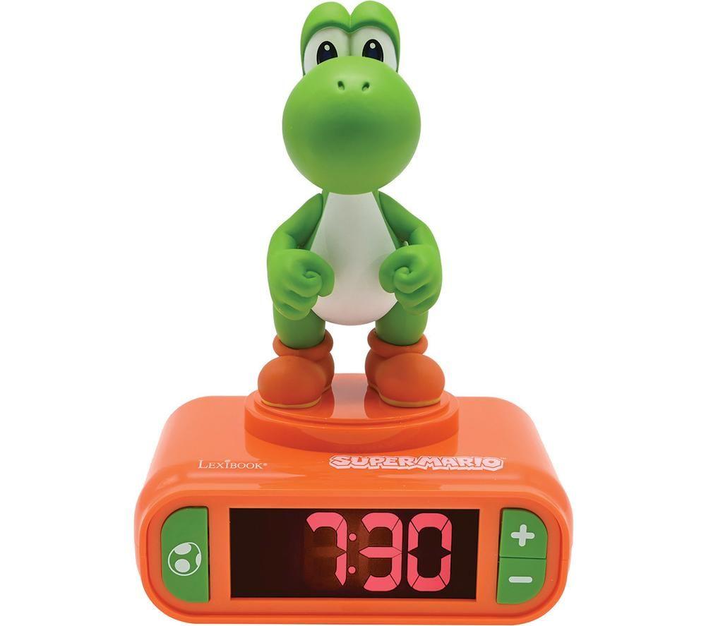 LEXIBOOK Nightlight Alarm Clock - Super Mario Yoshi, Green,Orange