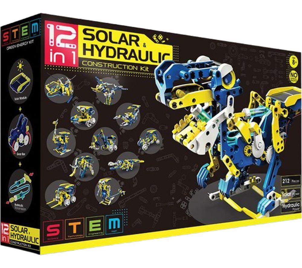 MENKIND Innovative 12-in-1 Solar Hydraulic Construction Kit, Yellow,Blue
