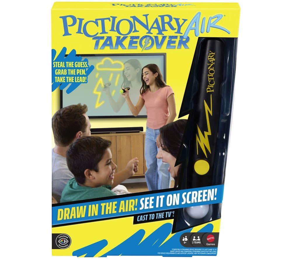MATTEL Pictionary Air Takeover Family Drawing Game, Blue,Yellow